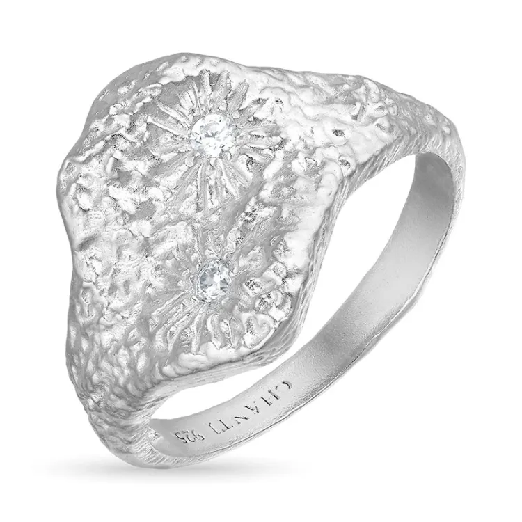 zirkon ring i sølv - Lumé Etched