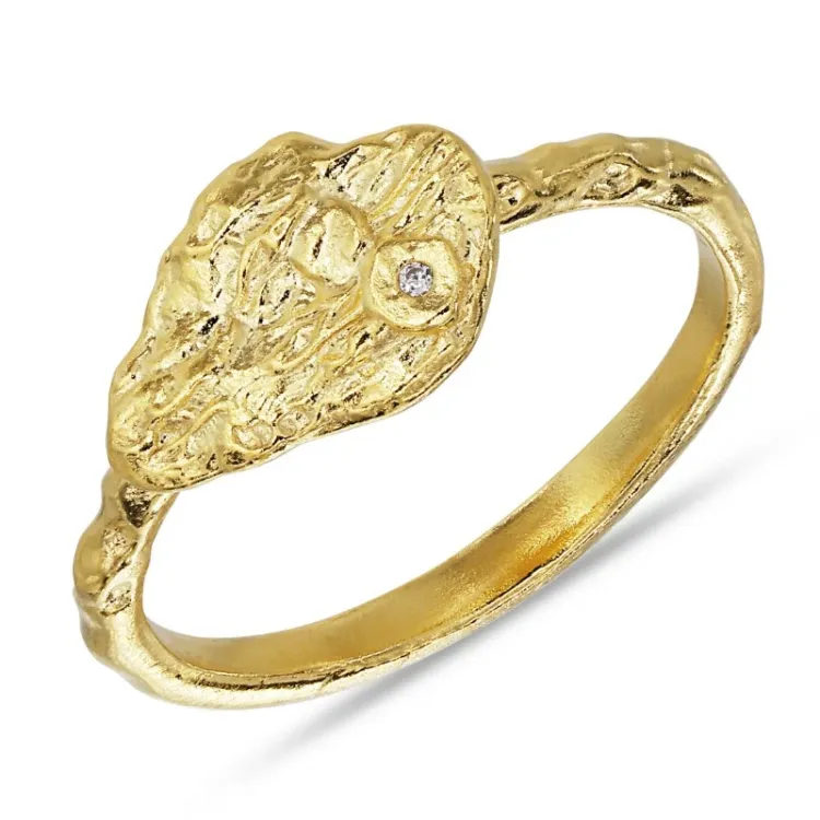 zirkon ring i forgylt sølv - Lumé Etched