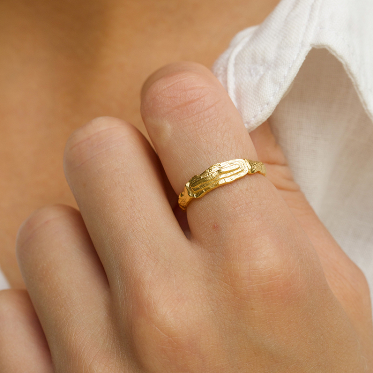 ring i forgylt sølv - Lumé Etched