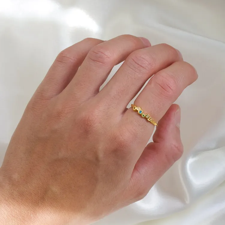 multifarget zirkon ring i forgylt sølv - Bubbly Twist