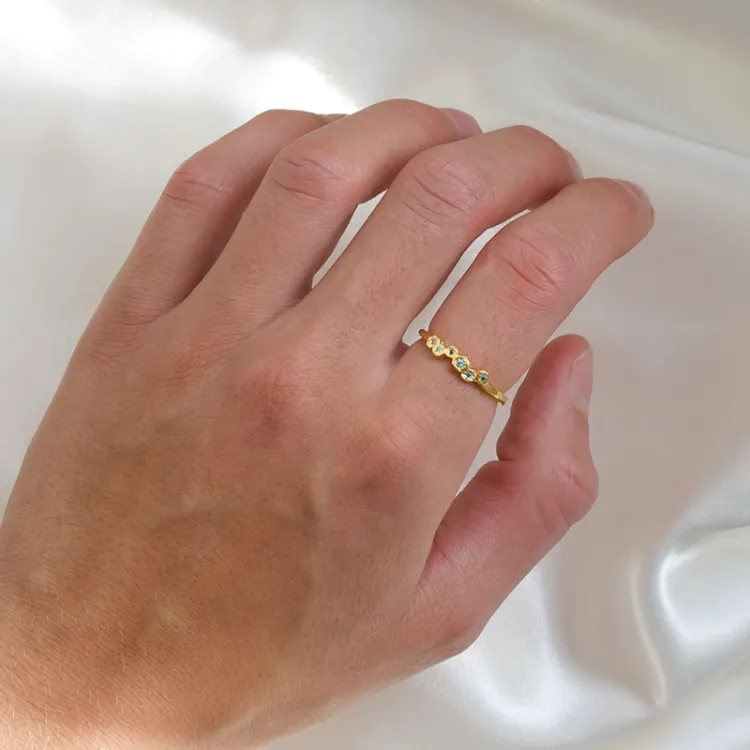 blå zirkon ring i forgylt sølv - Bubbly Twist