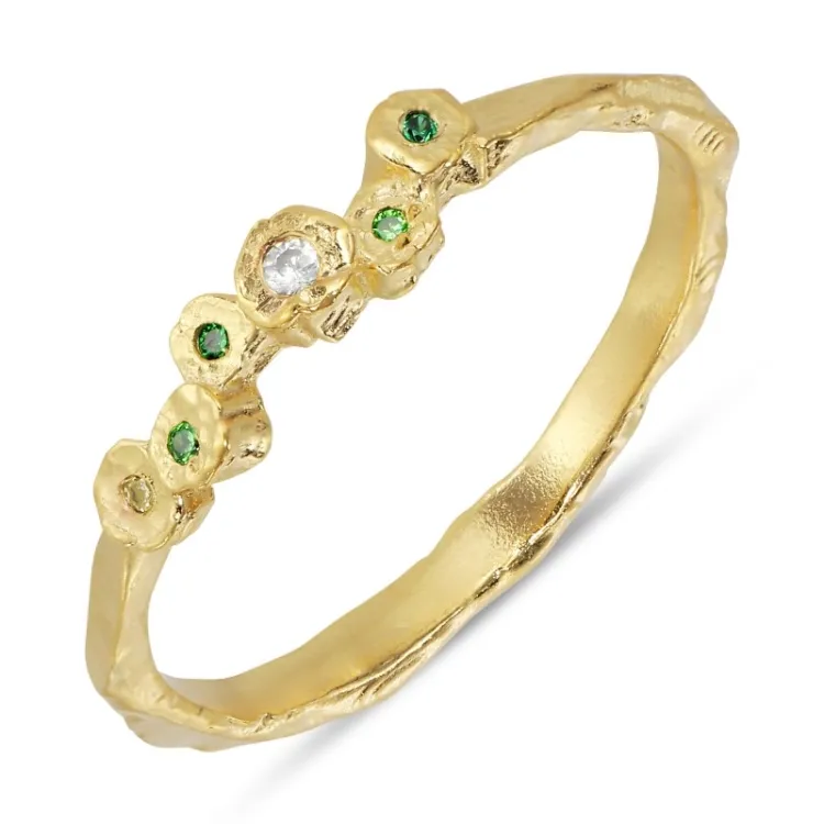 grønn zirkon ring i forgylt sølv - Bubbly Twist