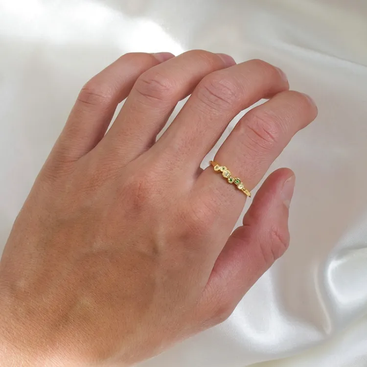 grønn zirkon ring i forgylt sølv - Bubbly Twist