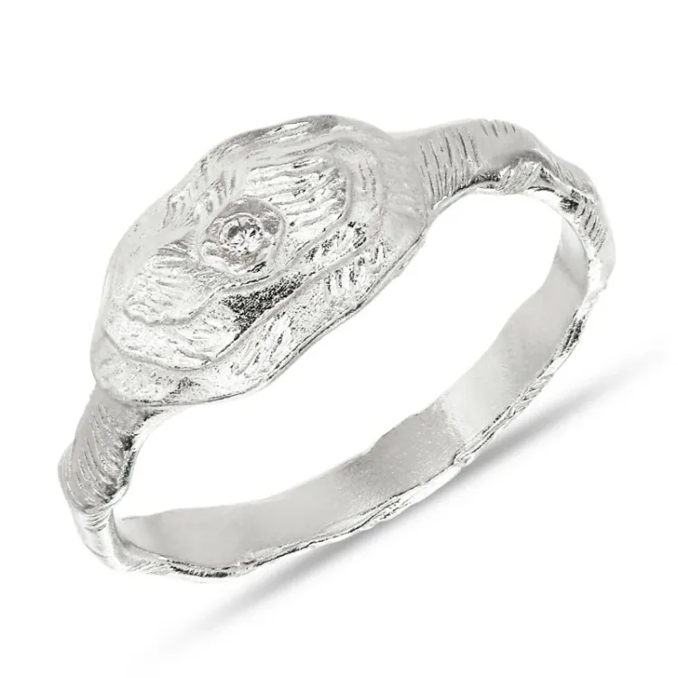 zirkon ring i sølv - Lumé Etched