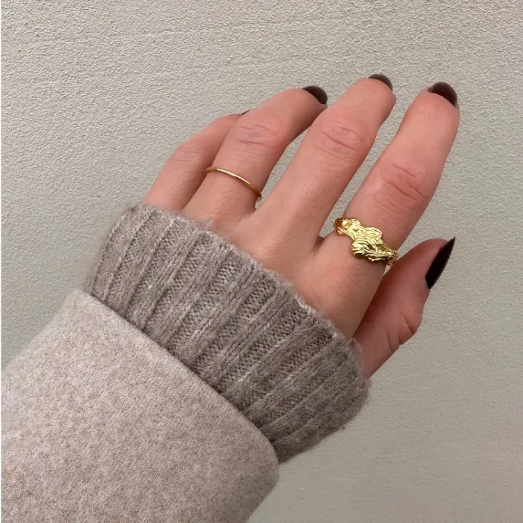 bred ring i forgylt sølv - Lumé Etched