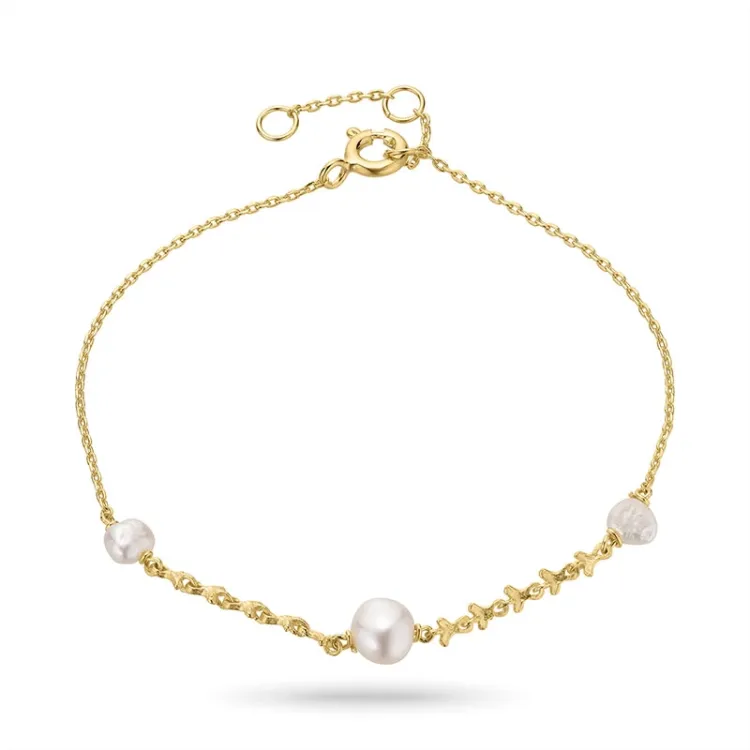 perle armbånd i forgylt sølv 16 plus 3 cm x 6,9 mm  - Lumé Etched