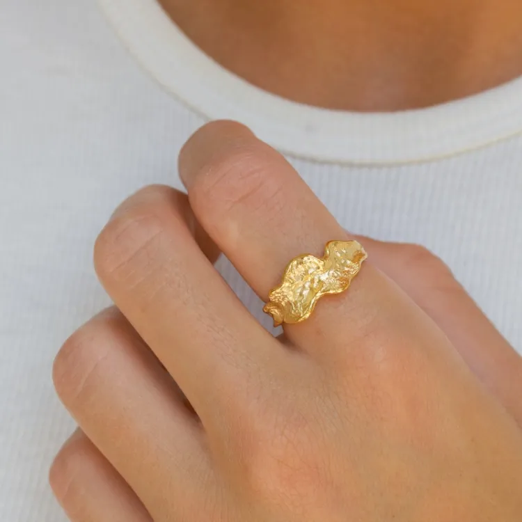 ring i forgylt sølv - Lumé Etched