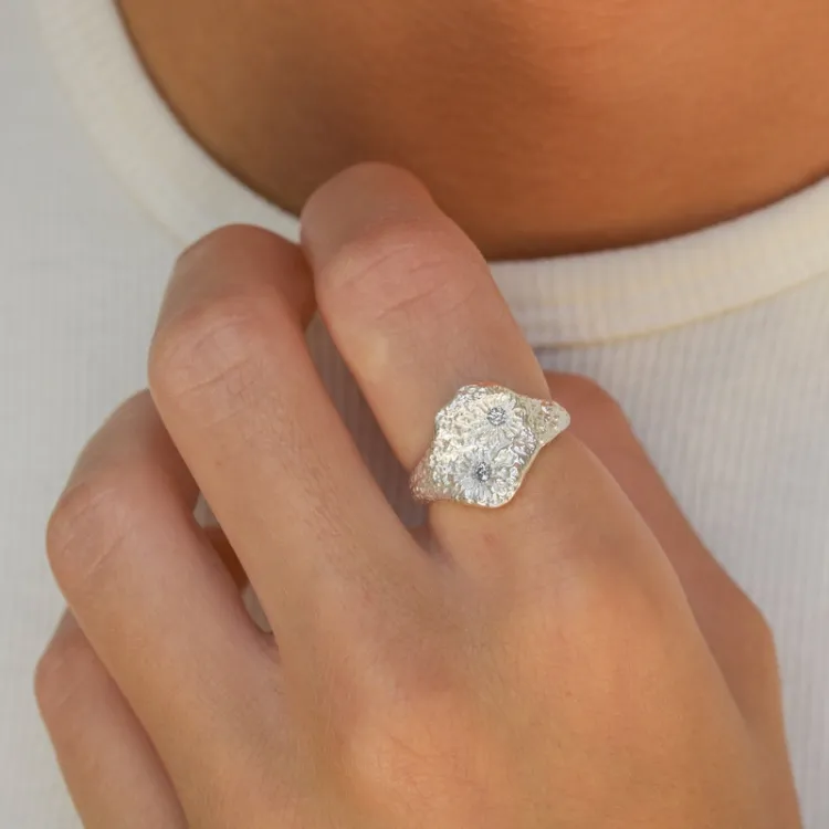 zirkon ring i sølv - Lumé Etched