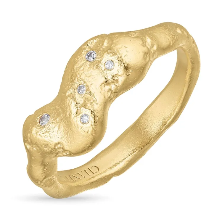 zirkon ring i forgylt sølv - Lumé Etched