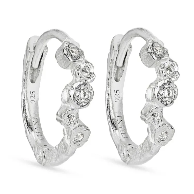 12 mm hvite zirkon creol i sølv - Bubbly Sparkle
