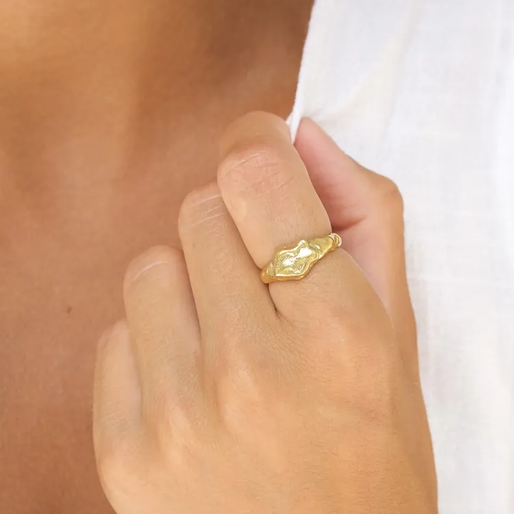 ring i forgylt sølv - Lumé Etched