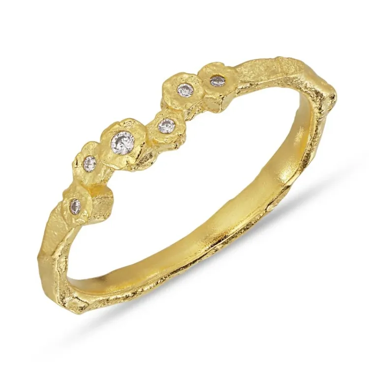 hvit zirkon ring i forgylt sølv - Bubbly Sparkle
