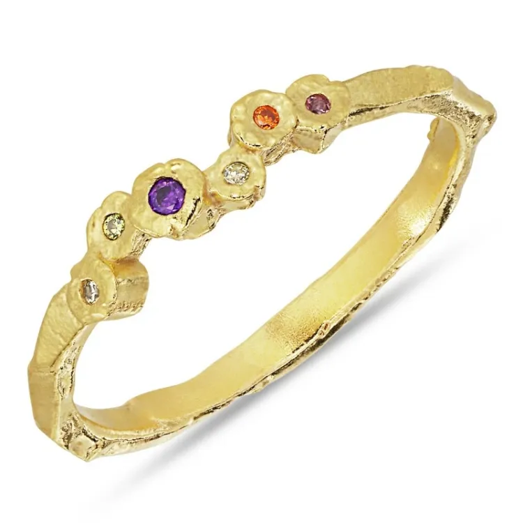 lilla zirkon ring i forgylt sølv - Bubbly Twist