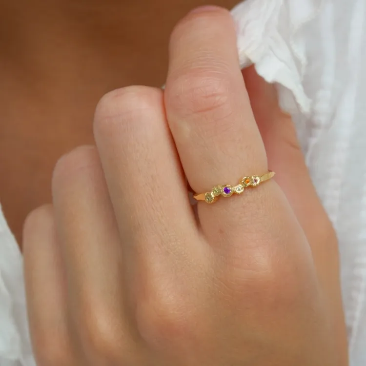 lilla zirkon ring i forgylt sølv - Bubbly Twist