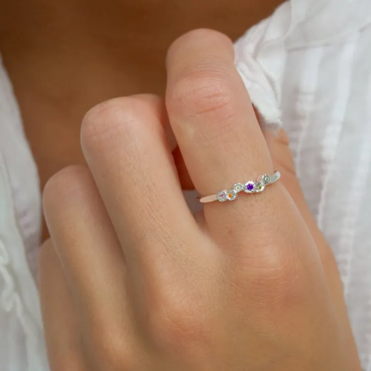 multifarget zirkon ring i sølv - Bubbly Twist