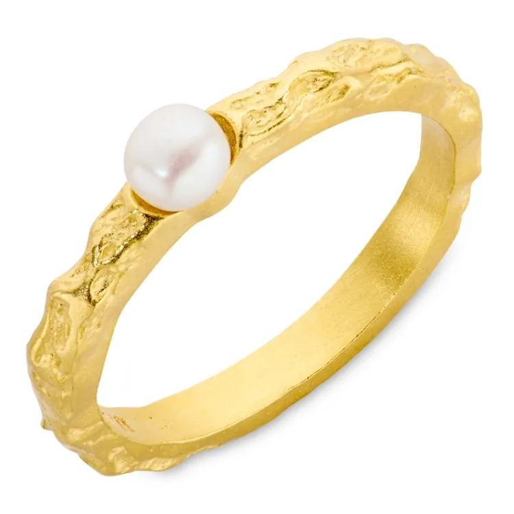 perle ring i forgylt messing - Eliné