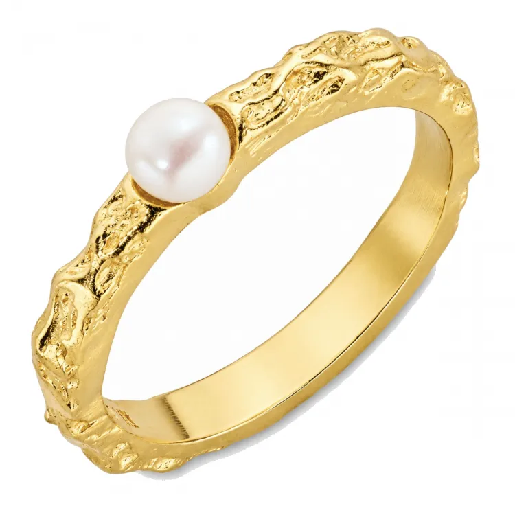 perle ring i forgylt messing - Eliné