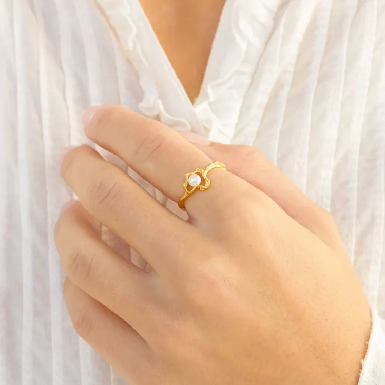 perle ring i forgylt messing - Eliné