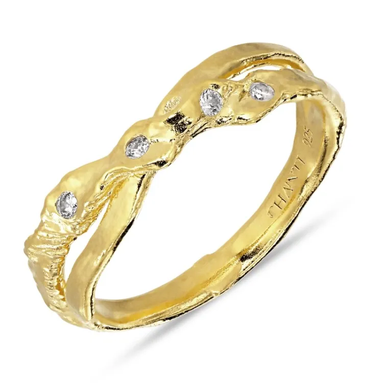 zirkon ring i forgylt messing - Eliné