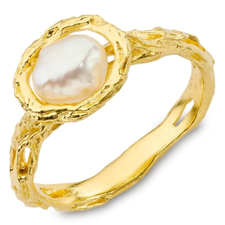 perle ring i forgylt messing - Eliné