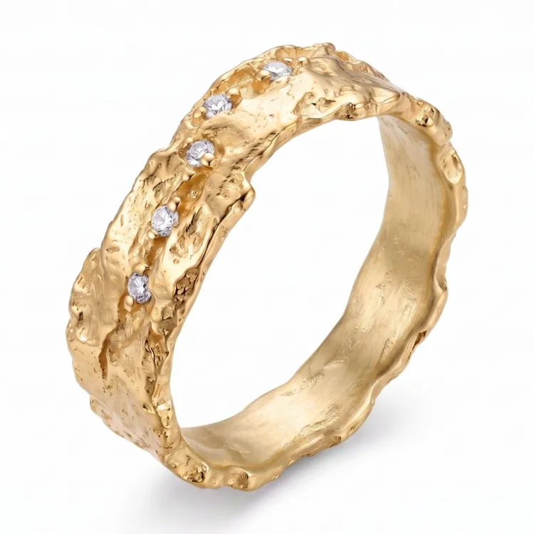 zirkon ring i forgylt messing - Lumé Etched