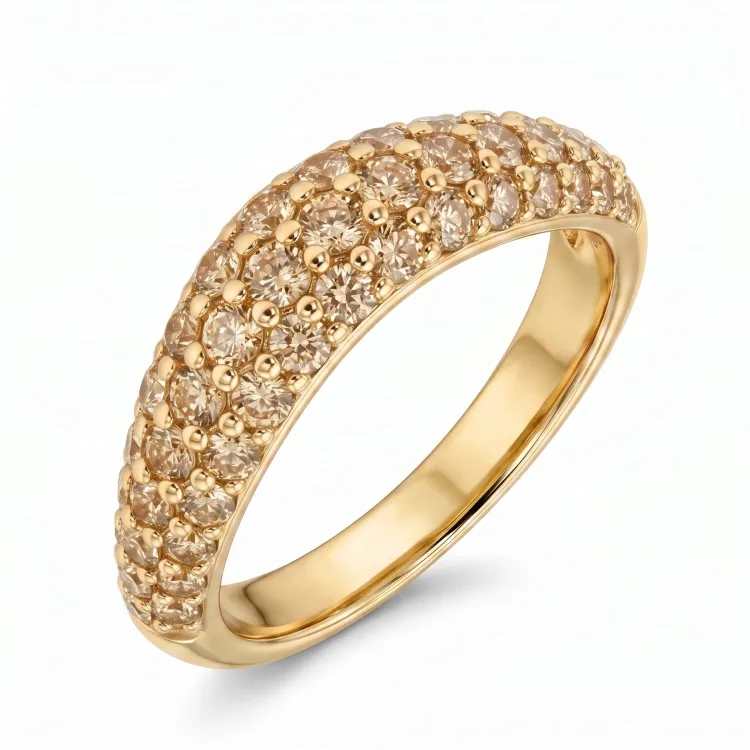 champagnefarget ring i forgylt messing