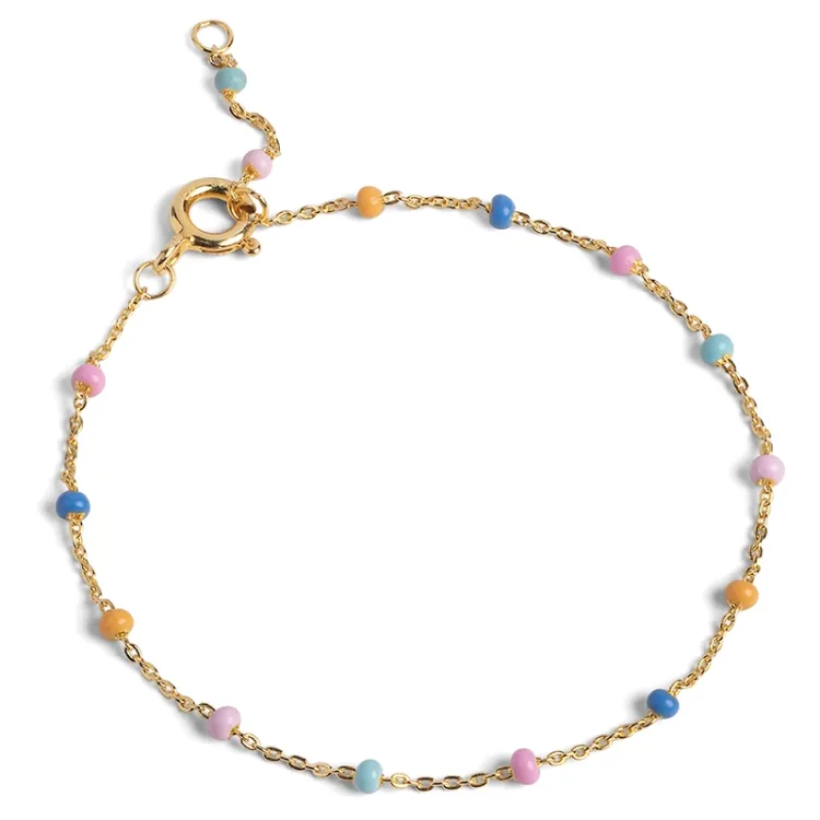 Enamel Lola Lolly armbånd i forgylt sølv multifarget emalje