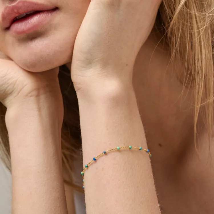 Enamel Lola Atlantic armbånd i forgylt sølv blå emalje