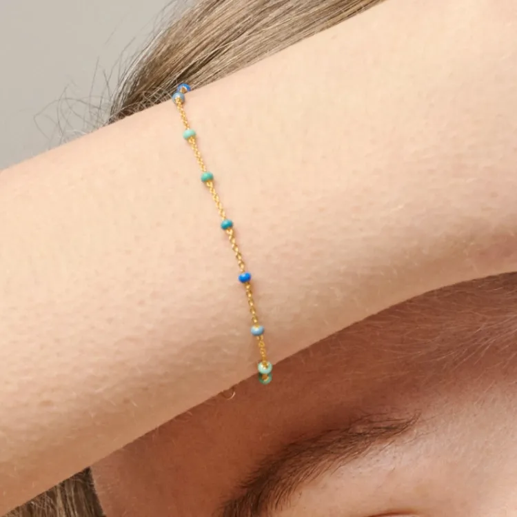 Enamel Lola Atlantic armbånd i forgylt sølv blå emalje