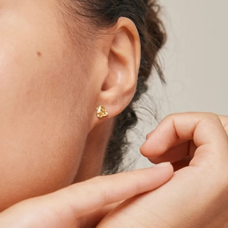6 mm Enamel Rio ørestikker i forgylt sølv