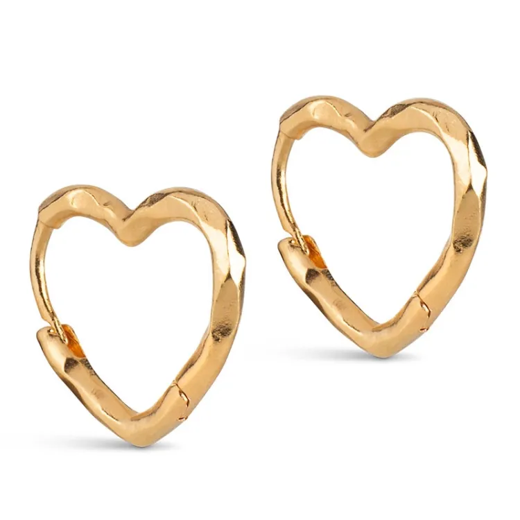 Enamel Organic Heart Small øredobber i forgylt sølv