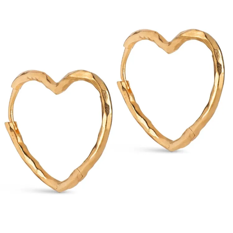 Enamel Organic Heart Medium øredobber i forgylt sølv