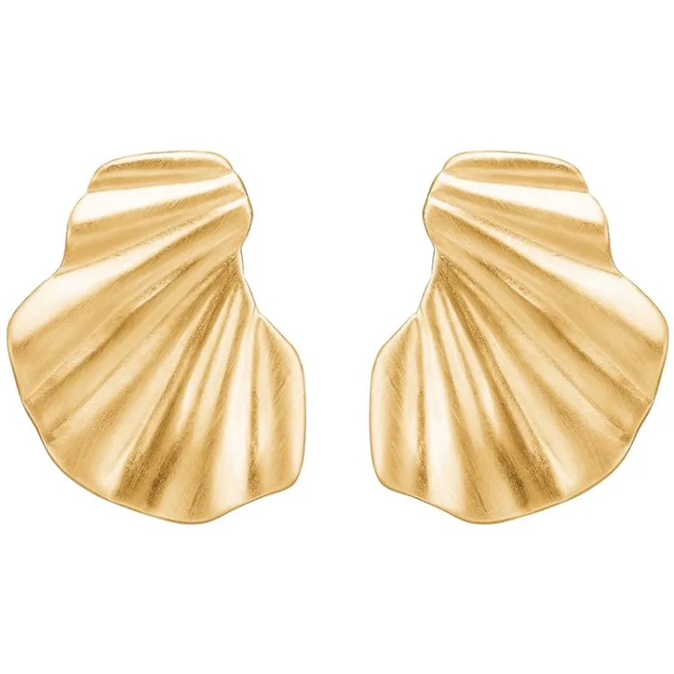 Enamel Wave øredobber i forgylt sølv