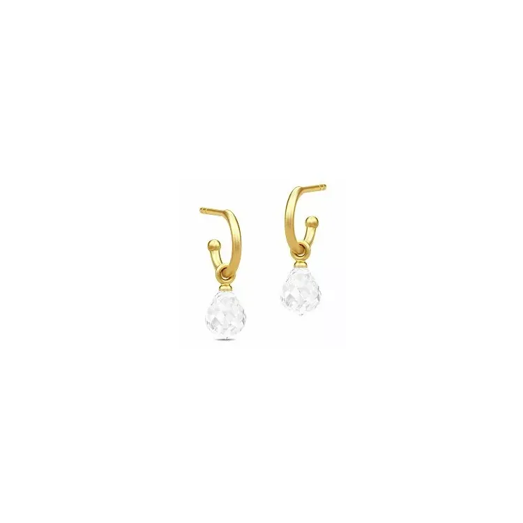 17 mm Julie Sandlau Evening Dew dråpe krystall halvcreol i forgylt sølv hvit krystall