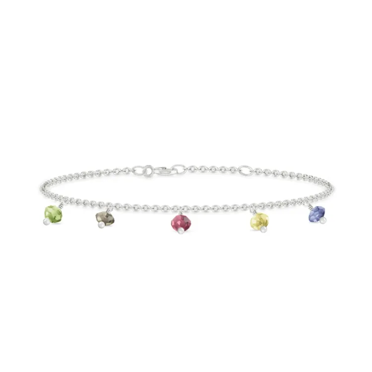 ID Fine IDB013SLMULTI Ibiza armbånd i sølv grønn peridot røykfarget kvarts rød rhodolitt lemon topas blå iolitt