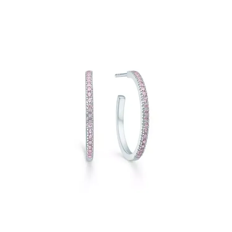 ID Fine IDH010SLPINK Simplicity hoops i sølv rosa zirkon