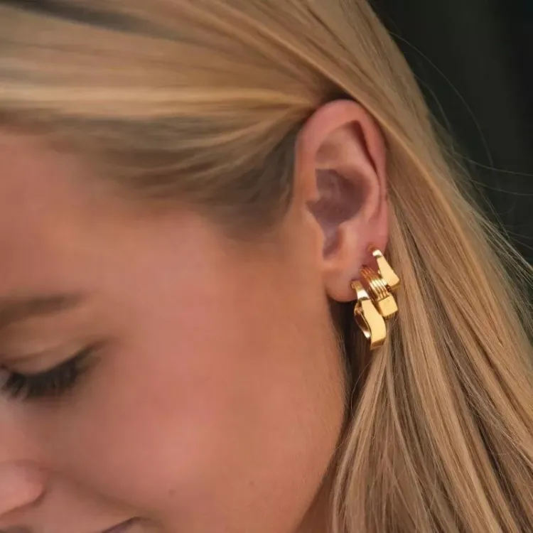 15 mm Izabel Camille Emma creol i forgylt sølv