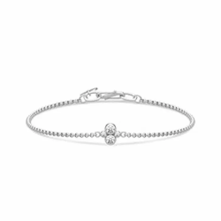 Julie Sandlau Blossom zirkon armbånd i satengrhodinert sterlingsølv hvit zirkon