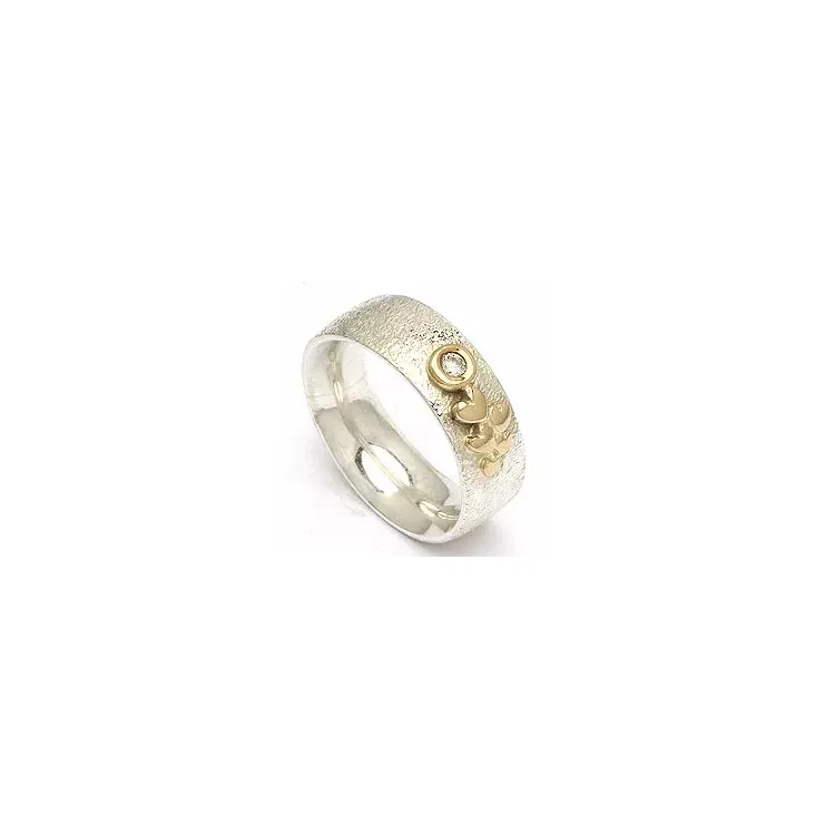 kolleksjonsprøve zirkon ring i sølv og alm. gull