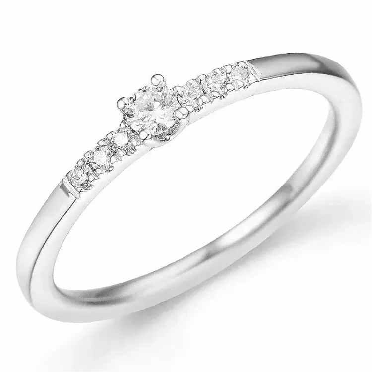 kolleksjonsprøve diamantring i 14 karat hvitt gull 0,08 ct 0,06 ct