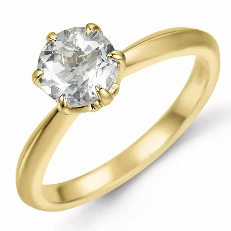 kolleksjonsprøve kvarts solitairering i 14 karat gull 0,95 ct