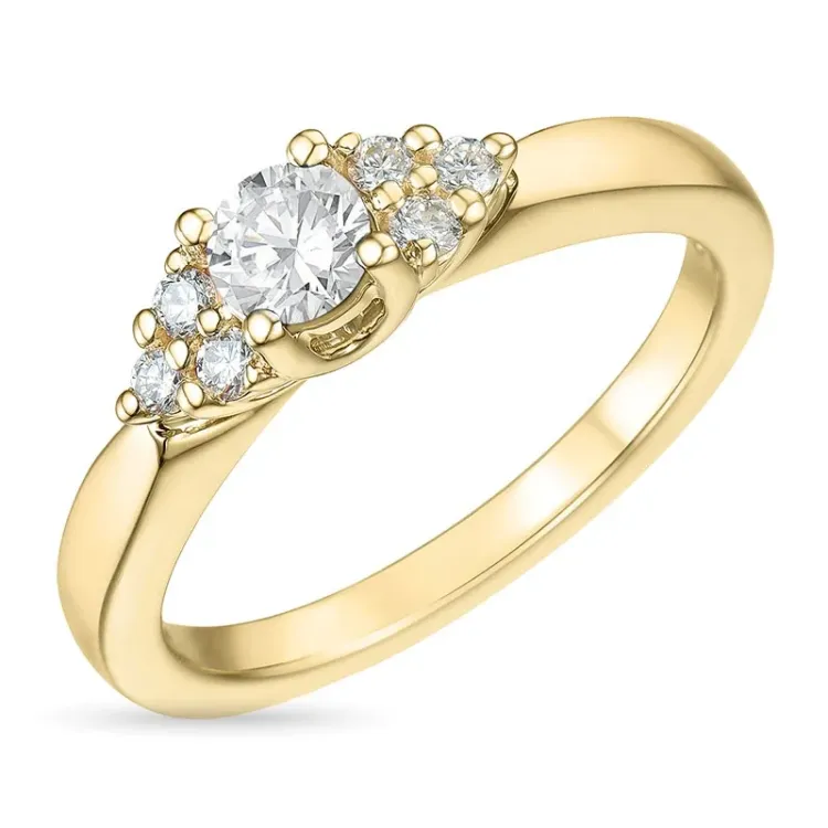 kolleksjonsprøve zirkon ring i 9 karat gull