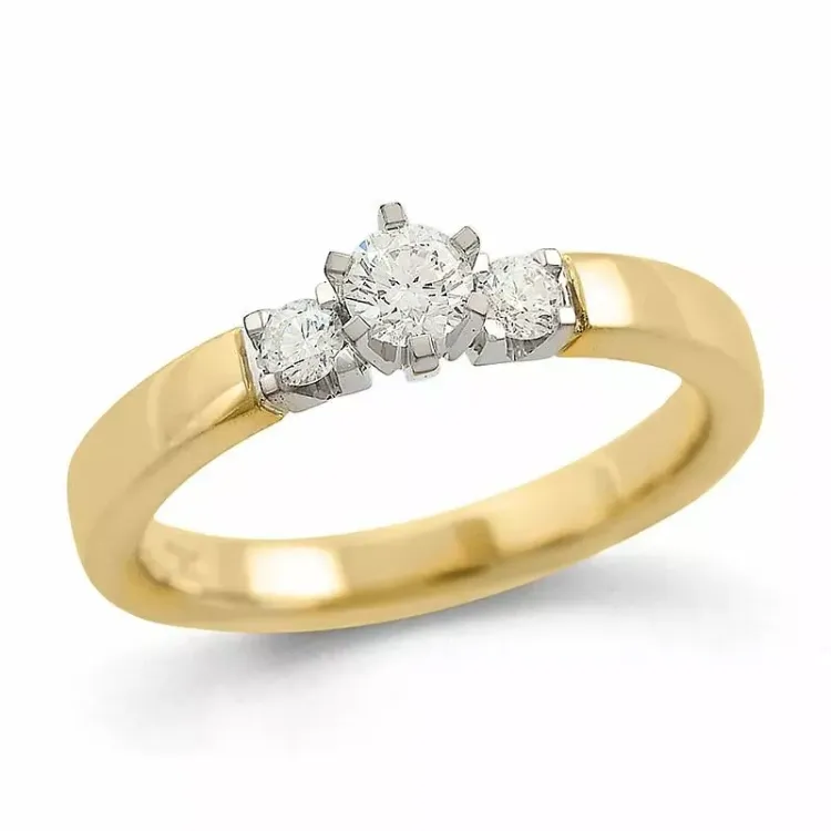 kolleksjonsprøve diamantring i 14 karat gull og hvitt gull 0,36 ct