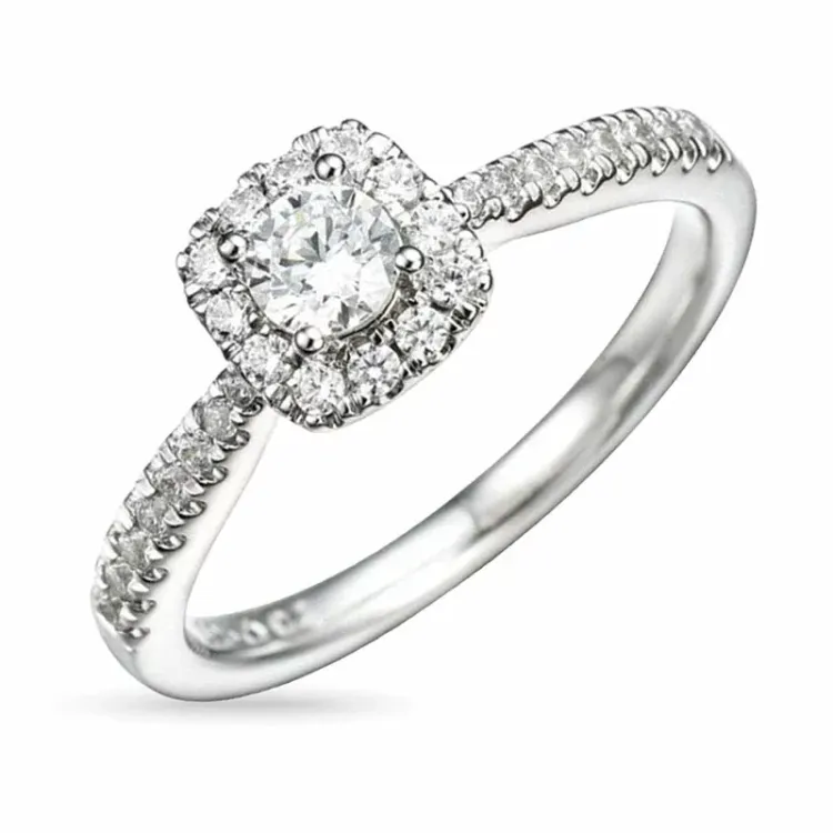 kolleksjonsprøve firkantet diamantring i 14 karat hvitt gull 0,26 ct 0,26 ct