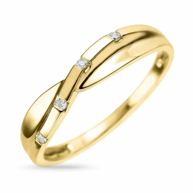 kolleksjonsprøve abstrakt diamant ring i 9 karat gull 0,03 ct