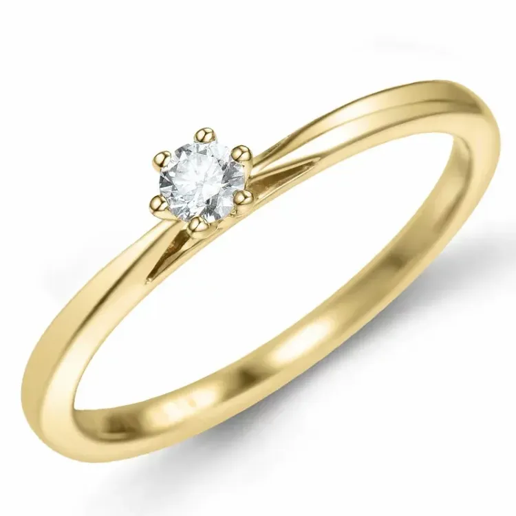 kolleksjonsprøve diamant solitairering i 14 karat gull 0,14 ct