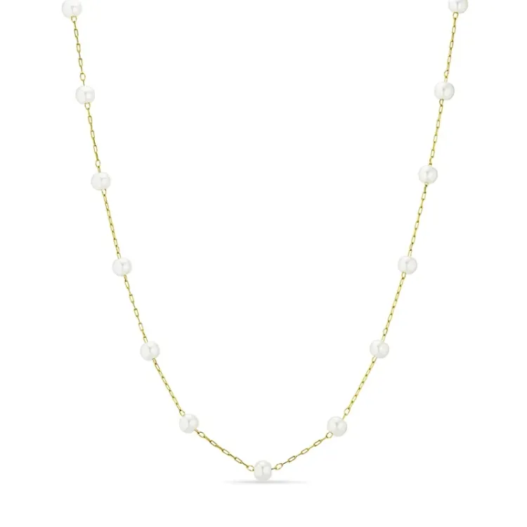 kolleksjonsprøve perle halskjede i forgylt stål 41+5 cm x 4,2 mm  - OCEANA