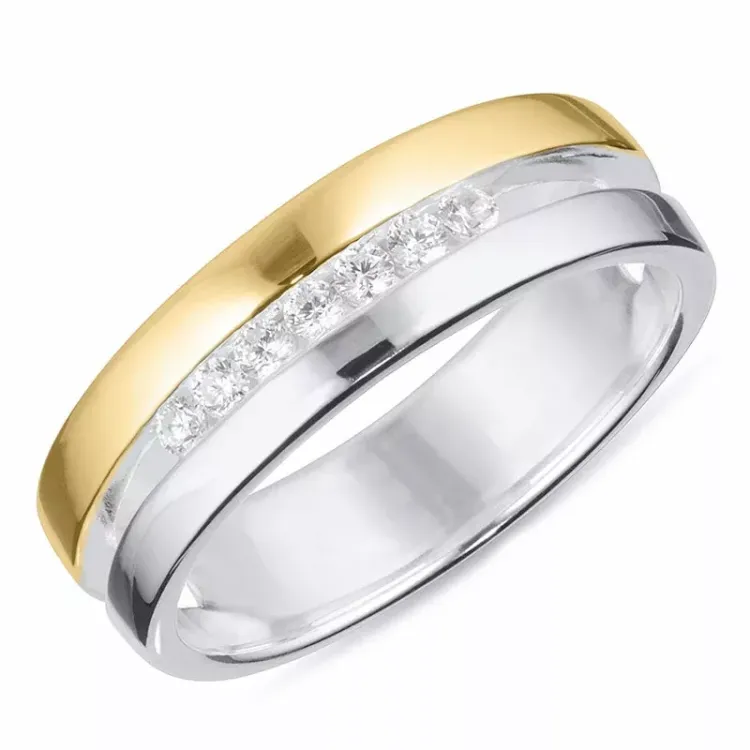 kolleksjonsprøve zirkon ring i sølv med 8 karat gull