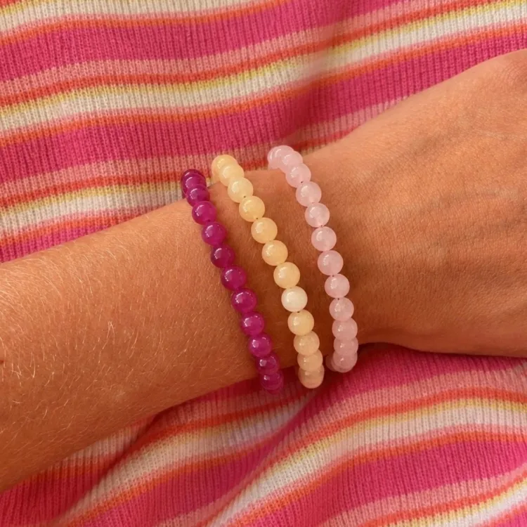 rosa turmalin armbånd i forgylt stål - AURA