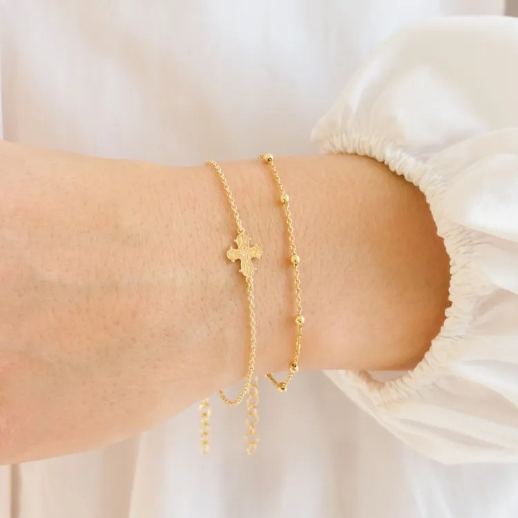 12 x 10,5 mm dagmarkors ankerarmbånd i forgylt sølv - Amoré